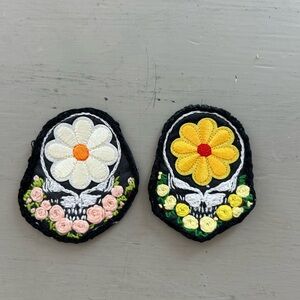 Grateful Dead Steelie Patches - hand stitched Peach and cream or yellow